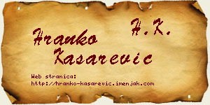 Hranko Kašarević vizit kartica